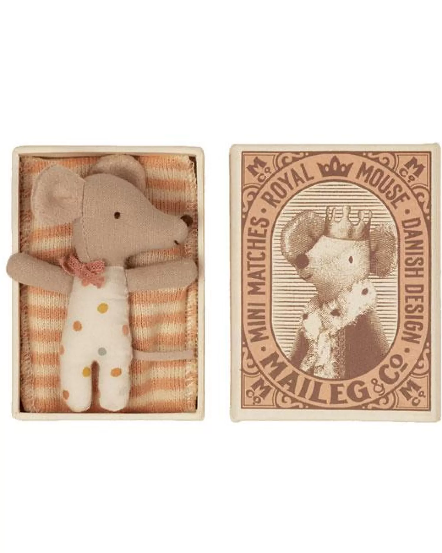 Maileg Baby Mouse In Matchbox Sleepy Wakey Girl Fashion