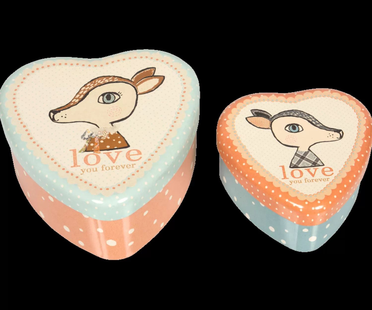 Maileg Bambi Metal Heart Tins Set Of 2 Online