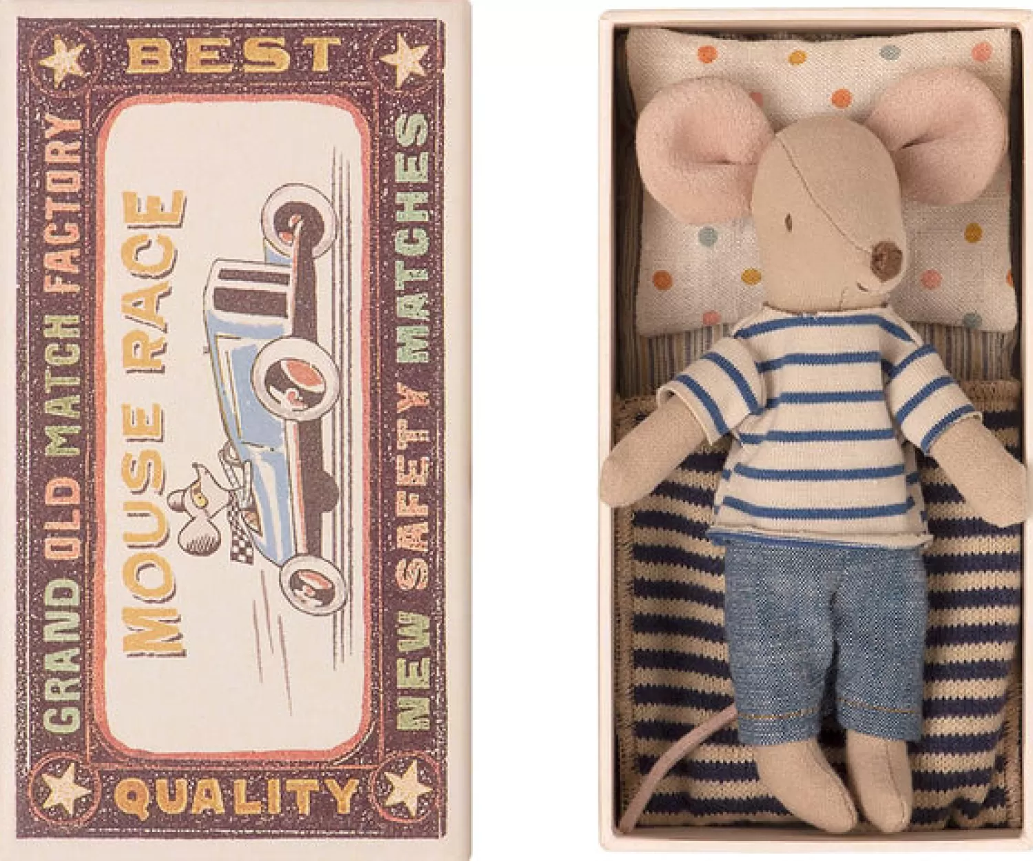 Maileg Big Brother Mouse In A Matchbox – Blue Stripe Best Sale