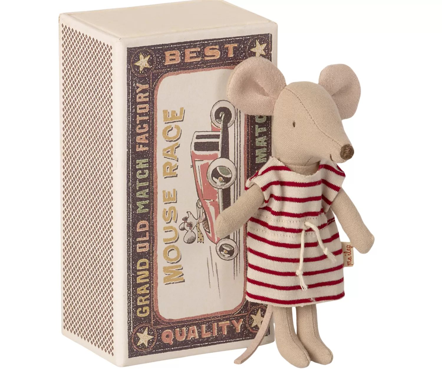 Maileg Big Sister Mouse In Matchbox Red & White Stripes Cheap