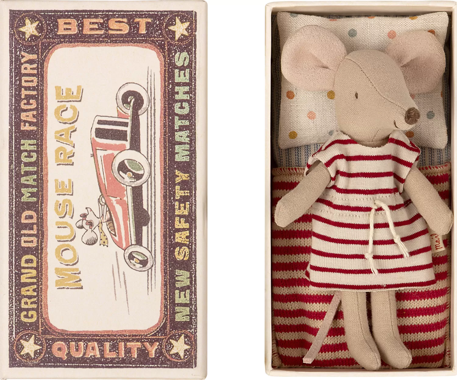 Maileg Big Sister Mouse In Matchbox Red & White Stripes Cheap