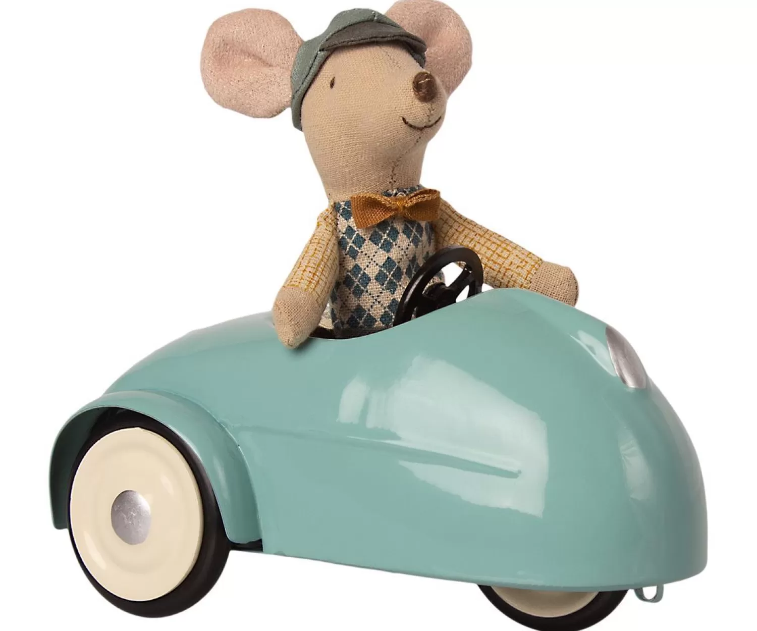 Maileg Christmas Mouse Car With Garage Blue Fashion