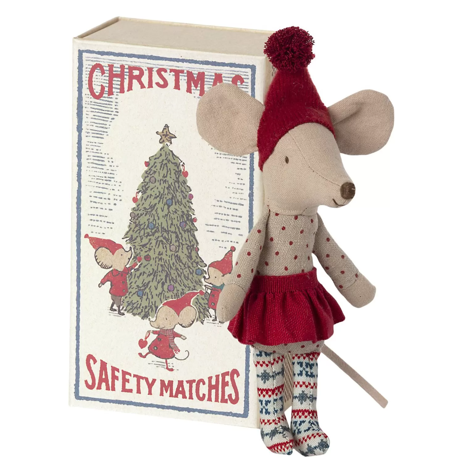 Maileg Christmas Mouse In Matchbox Big Sister Fashion