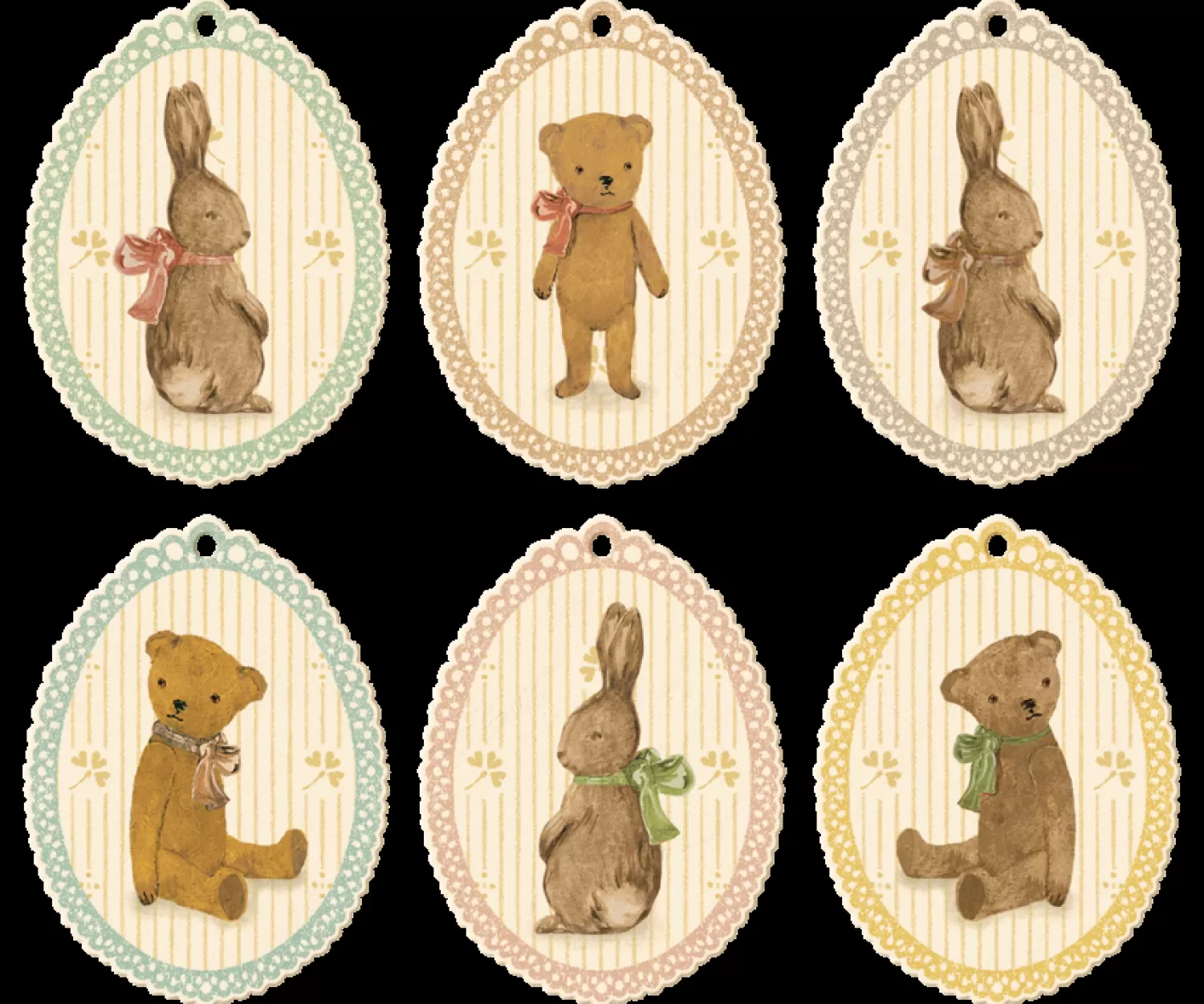 Maileg Gift Tags, Bunnies And Teddies, 12 Pieces Cheap