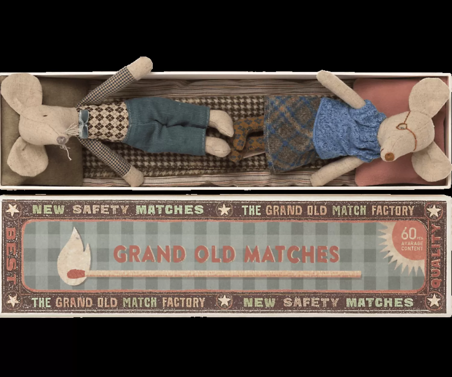 Maileg Grandma And Grandpa Mice In Matchbox Clearance