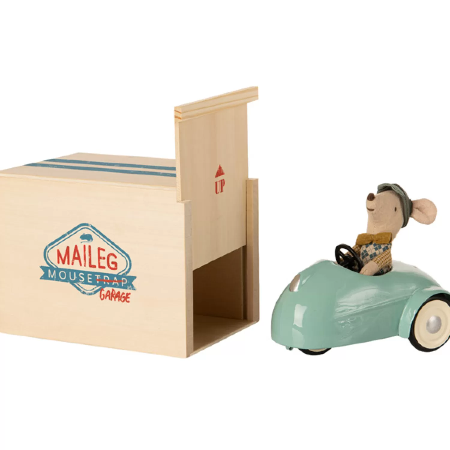 Maileg Little Brother Mouse Car With Garage Blue Store