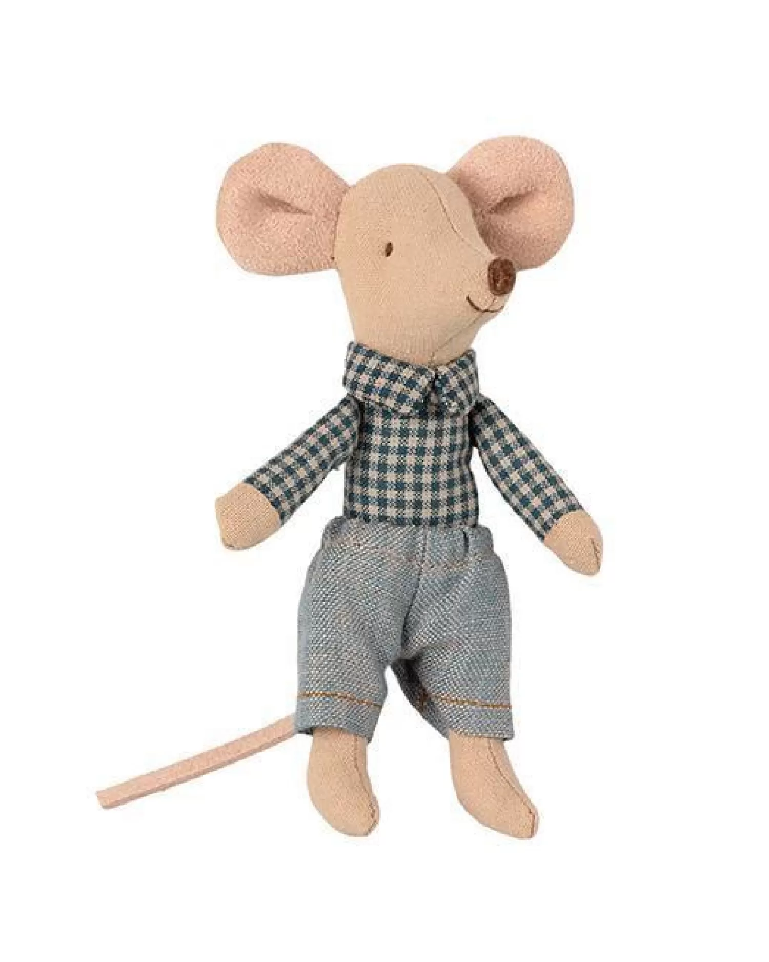 Maileg Little Brother Mouse In Box – Blue Check Shirt Fashion