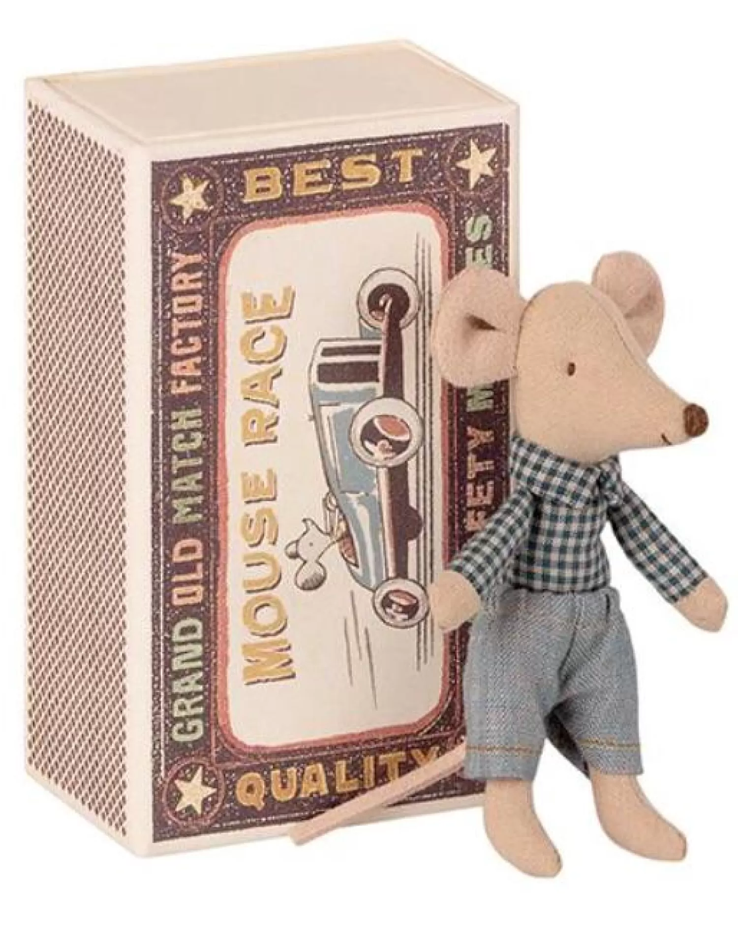 Maileg Little Brother Mouse In Matchbox Fashion