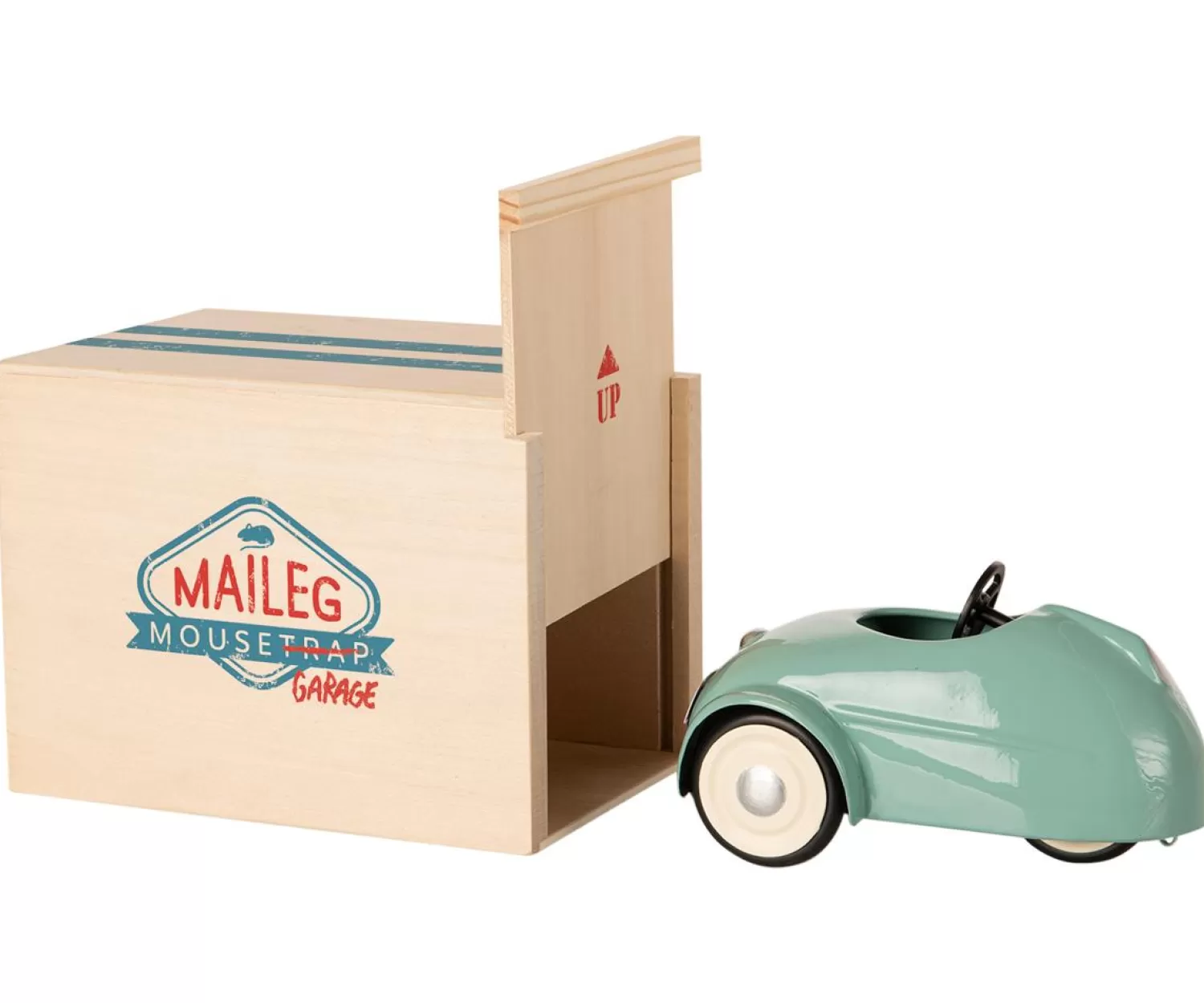 Maileg Little Brother Mouse With Blue Car And Garage Outlet