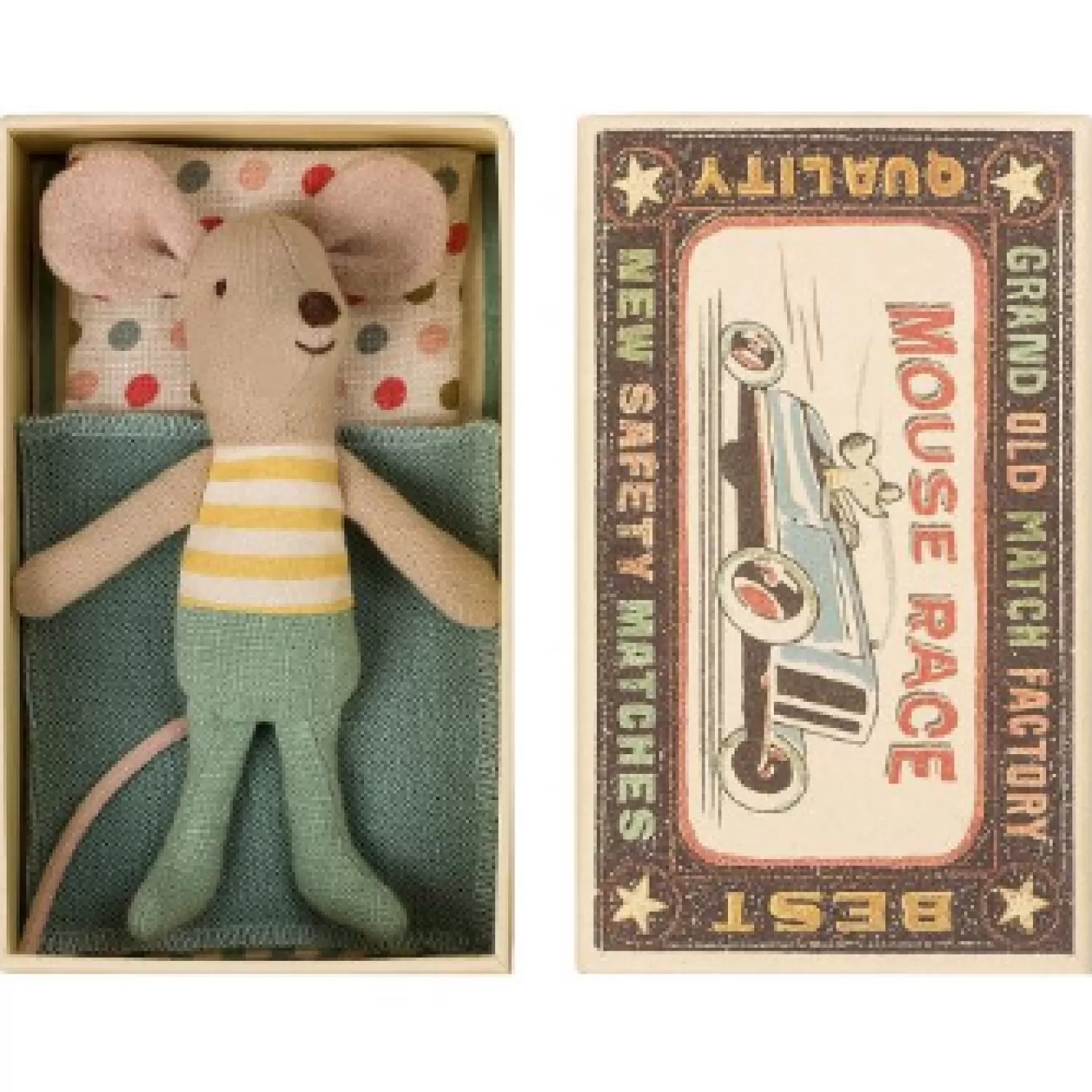 Maileg Little Brother Mouse With Yellow T-Shirt In Matchbox Toy Cheap
