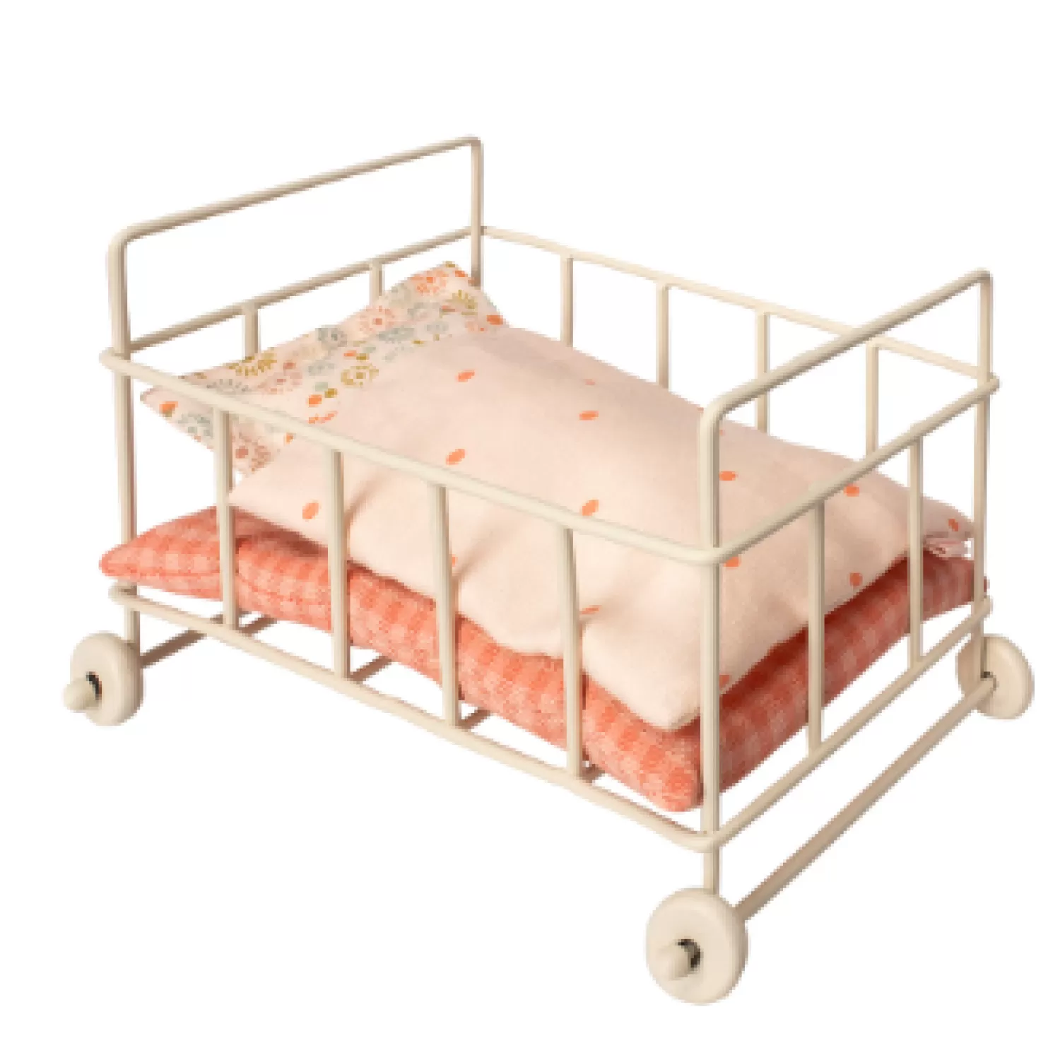 Maileg Micro Off White Metal Baby Crib With Set Sale