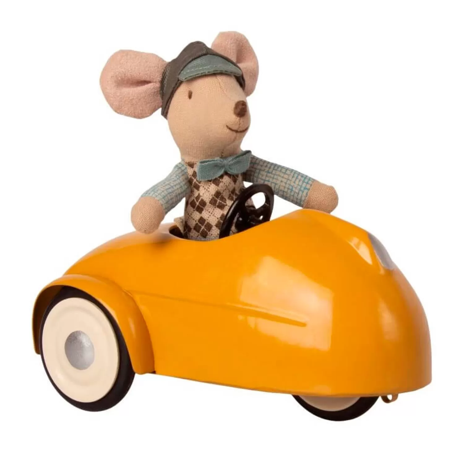 Maileg Mouse With Yellow Car And Garage. New