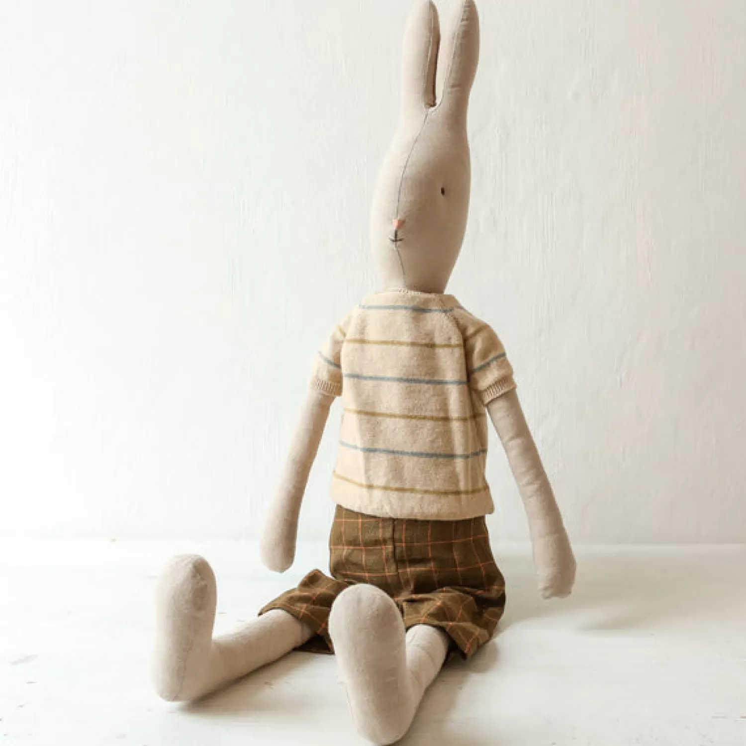 Maileg Rabbit Toy With Check Trousers & Knitted Sweater – Size 5 Outlet