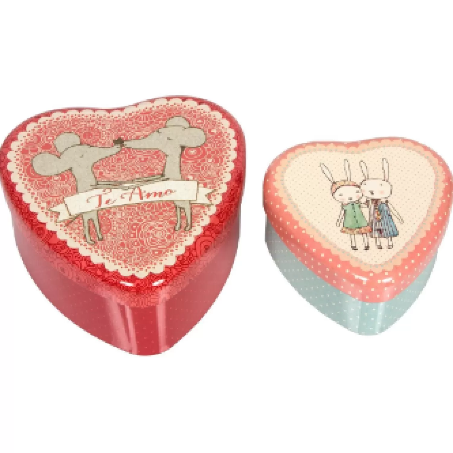 Maileg Set Of 2 Mini Metal Heart Boxes Sale