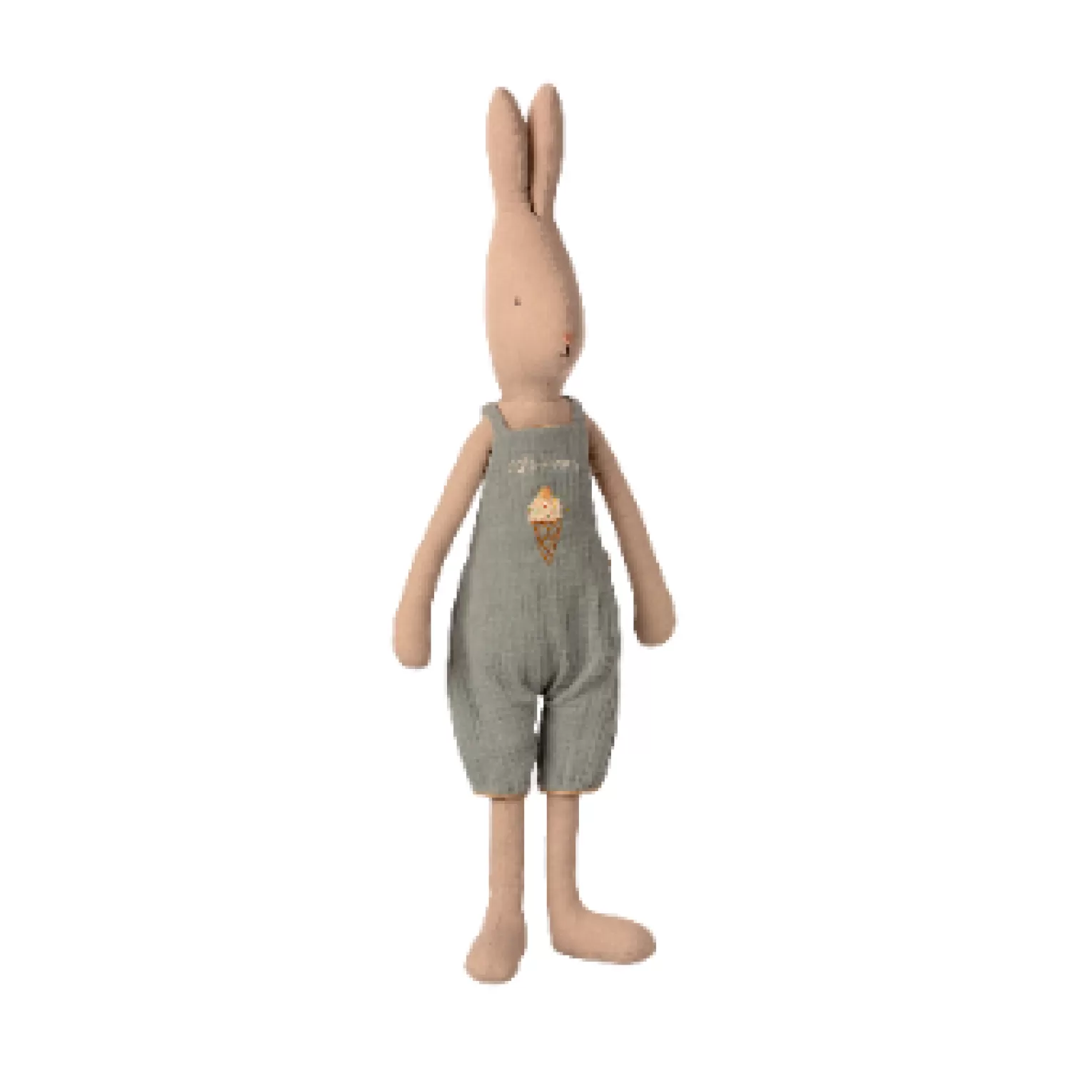 Maileg Size 4 Rabbit In Short Pale Teal Dungarees Sale