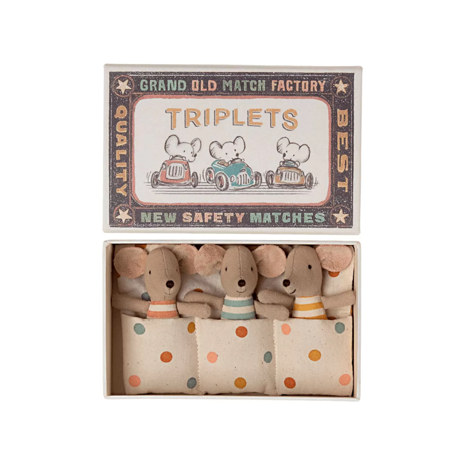 Maileg Triplets, Baby Mice In Matchbox Store