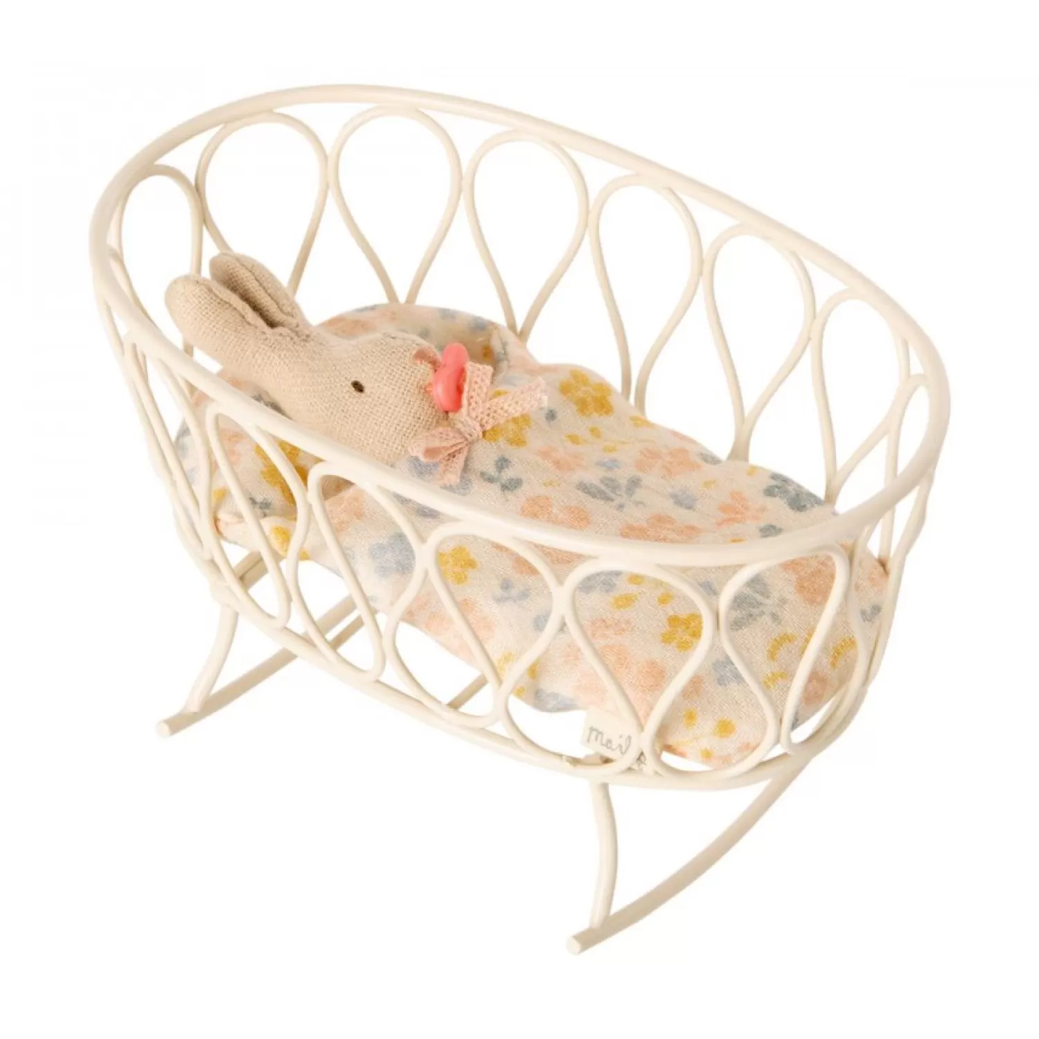 Maileg White Metal Crib With Sleeping Bag Discount